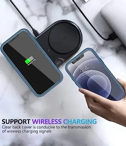 Diverbox для iPhone 12 чехол [Ударопрочный] [Защита от падений] [Защитное стекло], Чехол для Apple iPhone 12 с усиленной защитой (синий-2в1) - 7