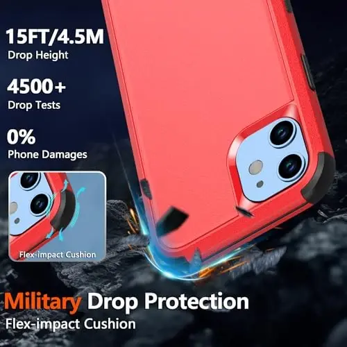 Diverbox для iPhone 12, магнитный чехол для iPhone 12 [с защитной пленкой и защитой объектива камеры], 2 шт., [военный класс защиты от падения с высоты 15 футов], сверхпрочный противоударный чехол для телефона (красный) - 3