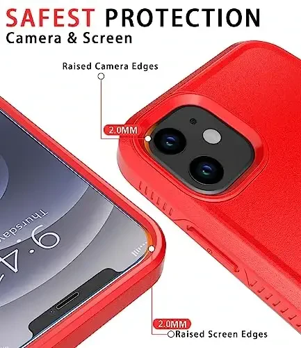 Diverbox для iPhone 12, противоударный, защита от падений, защитная пленка из закаленного стекла, чехол для Apple iPhone 12 с усиленной защитой (красный - 2 в 1) - 3