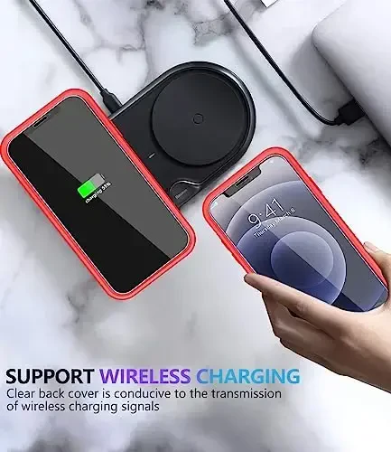 Diverbox для iPhone 12, противоударный, защита от падений, защитная пленка из закаленного стекла, чехол для Apple iPhone 12 с усиленной защитой (красный - 2 в 1) - 7