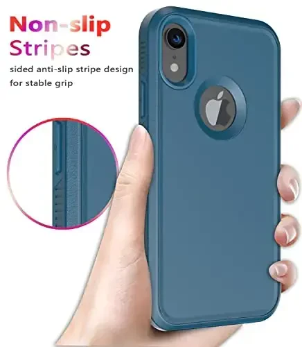 Diverbox для iPhone XR Чехол [Защитная пленка из закаленного стекла] [Ударопрочный] [Защита от падений] Чехол для телефона с усиленной защитой для Apple iPhone XR Синий - 6