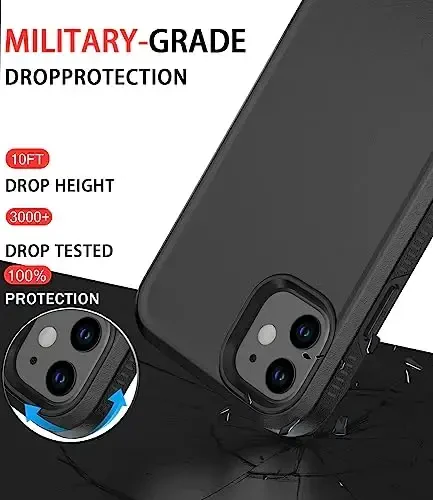 Diverbox for iPhone 11 Case [Shockproof] [Dropproof] [Tempered Glass Screen Protector],Heavy Duty Protection Phone Case Cover for Apple iPhone 11 (Black-2in1) - DIVERBOX (1)