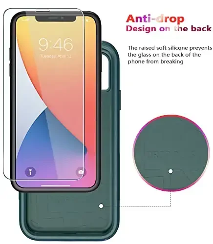 Diverbox for iPhone 11 Case [Shockproof] [Dropproof] [Tempered Glass Screen Protector],Heavy Duty Protection Phone Case Cover for Apple iPhone 11 (Dark Green-3in1) - 4