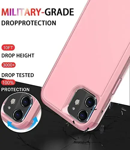 Diverbox for iPhone 11 Case [Shockproof] [Dropproof] [Tempered Glass Screen Protector],Heavy Duty Protection Phone Case Cover for Apple iPhone 11 (Pink-3in1) - 2