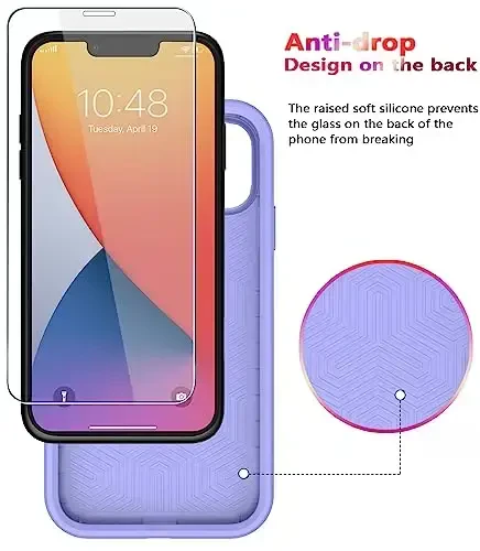 Diverbox for iPhone 11 Case [Shockproof] [Dropproof] [Tempered Glass Screen Protector],Heavy Duty Protection Phone Case Cover for Apple iPhone 11 (Purple-2in1) - 6