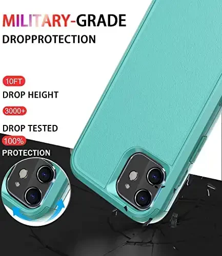 Diverbox for iPhone 11 Case [Shockproof] [Dropproof] [Tempered Glass Screen Protector],Heavy Duty Protection Phone Case Cover for Apple iPhone 11 (Teal-3in1) - 2
