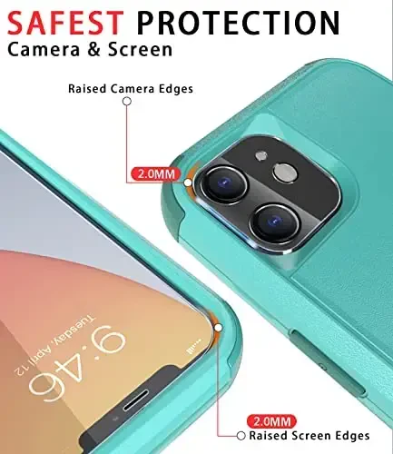 Diverbox for iPhone 11 Case [Shockproof] [Dropproof] [Tempered Glass Screen Protector],Heavy Duty Protection Phone Case Cover for Apple iPhone 11 (Teal-3in1) - 3