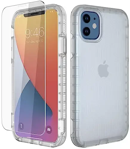 Diverbox for iPhone 11 Case [Shockproof] [Dropproof] [Tempered Glass Screen Protector],Heavy Duty Protection Phone Case Cover for Apple iPhone 11 (Translucent-2in1) 
