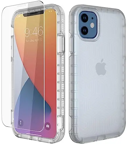 Diverbox for iPhone 11 Case [Shockproof] [Dropproof] [Tempered Glass Screen Protector],Heavy Duty Protection Phone Case Cover for Apple iPhone 11 (Translucent-2in1) - DIVERBOX