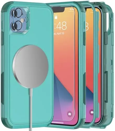 Diverbox for iPhone 11 Phone Case,iPhone 11 Magnetic Case [with Screen Protector & Camera Lens Protector ] Heavy Duty Phone Case for iPhone 11 Case (Magnetic Teal) - DIVERBOX