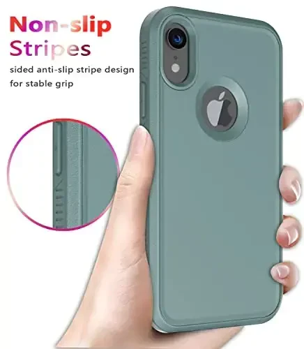 Diverbox for iPhone XR Case [Tempered Glass Screen Protector] [Shockproof] [Dropproof] Heavy Duty Protection Phone Case Cover for Apple iPhone XR (Pine Green) - 5