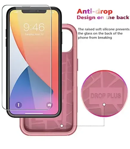 Diverbox iPhone 11 uchun g'ilof [Zarbadan himoya] [Tushishdan himoya] [ закаленное стекло ekran himoyachisi], Apple iPhone 11 uchun og'ir himoya telefon qopqog'i (Pushti-3in1) - 4