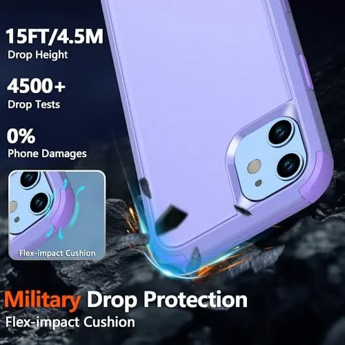 Diverbox iPhone 11 uchun telefon qutisi, iPhone 11 magnitli qutisi [ekran himoyachisi va kamera linzalari himoyachisi bilan] iPhone 11 qutisi uchun og‘ir yuk telefon qutisi (magnitli binafsha) - 3