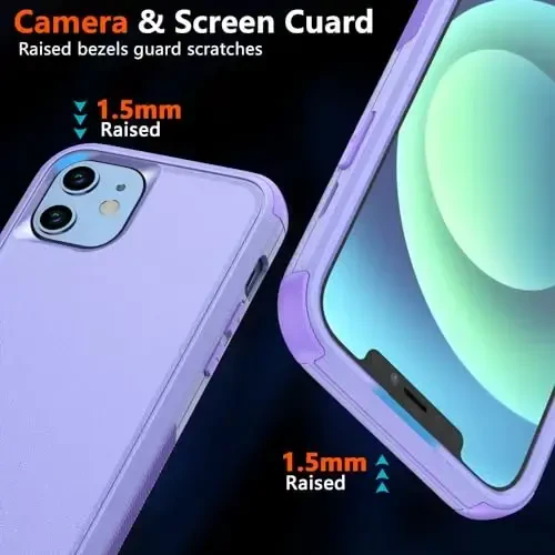 Diverbox iPhone 12 gʻilofi uchun, iPhone 12 magnit gʻilofi [ekran himoyachisi va kamera linzalari himoyachisi bilan] 2 dona [15 FT harbiy darajadagi tushishdan himoya] Zoʻr zarbga chidamli telefon gʻilofi (binafsha) - 4