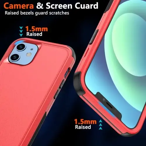 Diverbox iPhone 12 gʻilofi uchun, iPhone 12 magnitli gʻilofi [ekran himoyachisi va kamera linzalari himoyachisi bilan] 2 dona [15 FT harbiy darajadagi tushishdan himoya] Zoʻr zarbga chidamli telefon gʻilofi (qizil) - 4