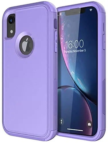 Diverbox iPhone Xr Kılıf [Darbeye Dayanıklı] [Düşmeye Dayanıklı] [Toza Dayanıklı], Apple iPhone XR için Ağır Hizmet Tipi Koruma Telefon Kılıfı Kapağı (Mor) 