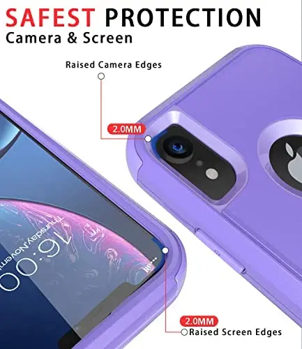 Diverbox iPhone Xr Kılıf [Darbeye Dayanıklı] [Düşmeye Dayanıklı] [Toza Dayanıklı], Apple iPhone XR için Ağır Hizmet Tipi Koruma Telefon Kılıfı Kapağı (Mor) - 3