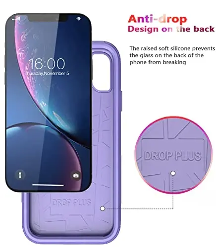 Diverbox iPhone Xr Kılıf [Darbeye Dayanıklı] [Düşmeye Dayanıklı] [Toza Dayanıklı], Apple iPhone XR için Ağır Hizmet Tipi Koruma Telefon Kılıfı Kapağı (Mor) - 4