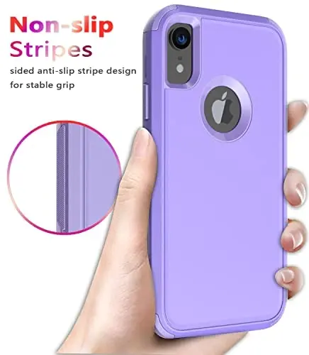 Diverbox iPhone Xr Kılıf [Darbeye Dayanıklı] [Düşmeye Dayanıklı] [Toza Dayanıklı], Apple iPhone XR için Ağır Hizmet Tipi Koruma Telefon Kılıfı Kapağı (Mor) - 5