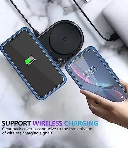 Diverbox iPhone Xr uchun ekran himoyachisi bilan mo'ljallangan, Apple iPhone Xr telefoni uchun og'ir yukga bardoshli zarbaga chidamli g'iloflar (ko'k+ekran himoyachisi) - 7