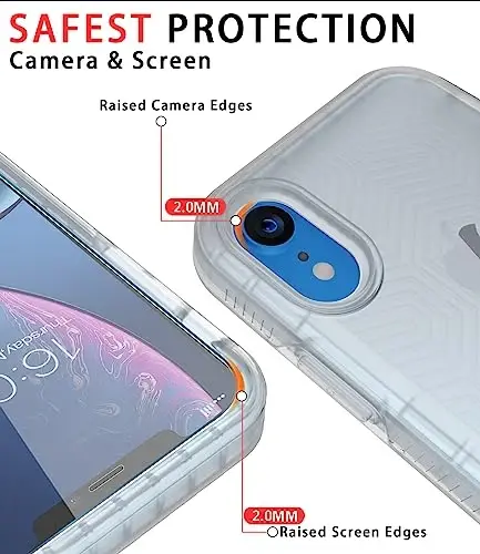 Diverbox iPhone XR uchun g'ilof [Temperli shisha ekran himoyachisi] [Zarbga chidamli] [Tushishga chidamli] Apple iPhone XR uchun og'ir himoya telefon g'ilof qopqog'i Clear - 3