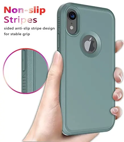Diverbox iPhone XR uchun g'ilof [Temperli shisha ekran himoyachisi] [Zarbga chidamli] [Tushishga chidamli] Apple iPhone XR uchun og'ir himoya telefon g'ilofi (Qarag'ay yashil) - 5
