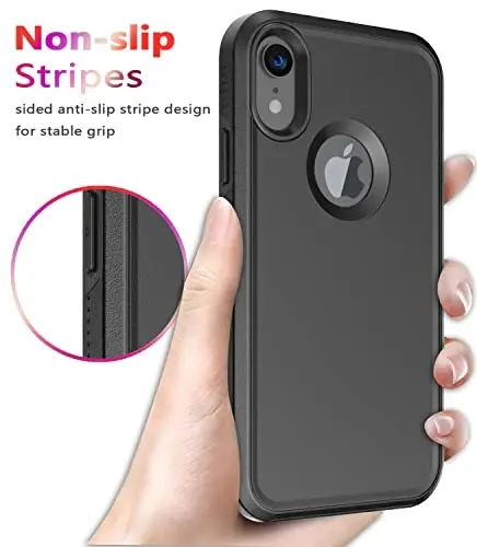 Diverbox iPhone XR uchun g'ilof [Temperli shisha ekran himoyachisi] [Zarbga chidamli] [Tushishga chidamli] Og'ir himoya telefon g'ilofi Apple iPhone XR uchun (Qora) - 5