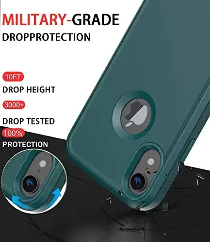 Diverbox iPhone XR uchun g'ilof [Temperli shisha ekran himoyachisi] [Zarbga chidamli] [Tushishga chidamli] Og'ir himoya telefon g'ilofi Apple iPhone XR uchun (To'q yashil) - 2