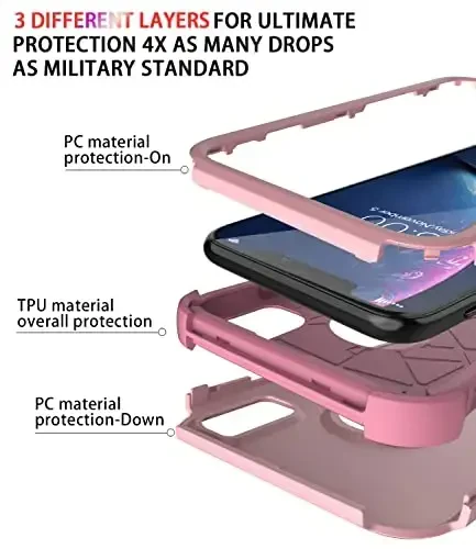 Diverbox iPhone Xr uchun g'ilof [zarbaga chidamli] [tushishga chidamli] [chang o'tkazmaydigan], Apple iPhone XR uchun og'ir yuk himoyasi telefon g'ilofi (pushti) - 6