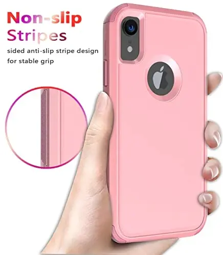 Diverbox iPhone Xr uchun g'ilof [zarbaga chidamli] [tushishga chidamli] [chang o'tkazmaydigan], Apple iPhone XR uchun og'ir yuk himoyasi telefon g'ilofi (pushti) - 5