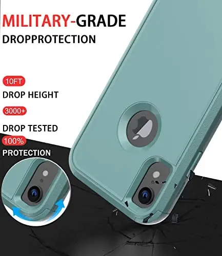 Diverbox iPhone Xr uchun g'ilof [zarbga chidamli] [tushishga chidamli] [chang o'tkazmaydigan], Apple iPhone XR uchun og'ir himoya telefon g'ilofi (qarag'ay yashil) - 2