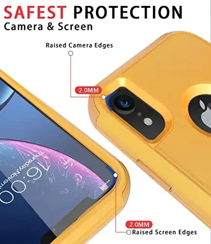Diverbox iPhone Xr uchun g'ilof [zarbga chidamli] [tushishga chidamli] [chang o'tkazmaydigan], Apple iPhone XR uchun og'ir himoya telefon g'ilofi (Sariq) - 3