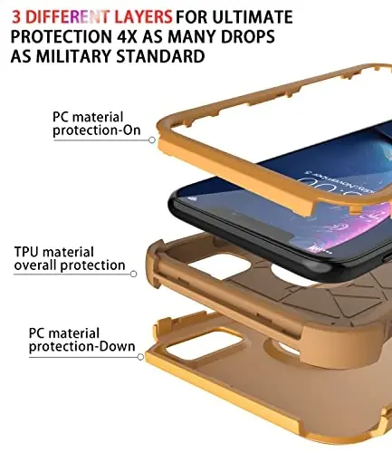 Diverbox iPhone Xr uchun g'ilof [zarbga chidamli] [tushishga chidamli] [chang o'tkazmaydigan], Apple iPhone XR uchun og'ir himoya telefon g'ilofi (Sariq) - 6
