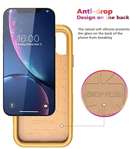 Diverbox iPhone Xr uchun g'ilof [zarbga chidamli] [tushishga chidamli] [chang o'tkazmaydigan], Apple iPhone XR uchun og'ir himoya telefon g'ilofi (Sariq) - 4