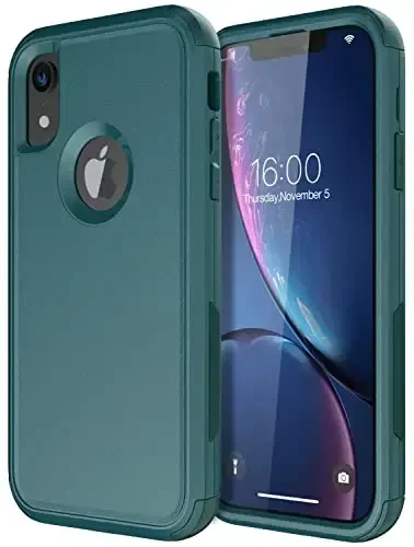 Diverbox iPhone Xr uchun g'ilof [zarbga chidamli] [tushishga chidamli] [chang o'tkazmaydigan], Apple iPhone XR uchun og'ir himoya telefon g'ilofi (to'q yashil) - 1