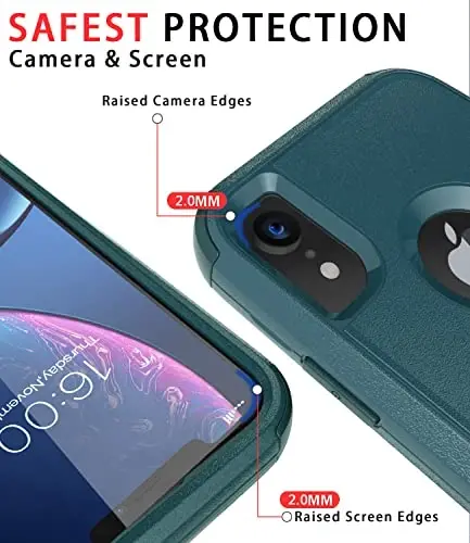 Diverbox iPhone Xr uchun g'ilof [zarbga chidamli] [tushishga chidamli] [chang o'tkazmaydigan], Apple iPhone XR uchun og'ir himoya telefon g'ilofi (to'q yashil) - 3