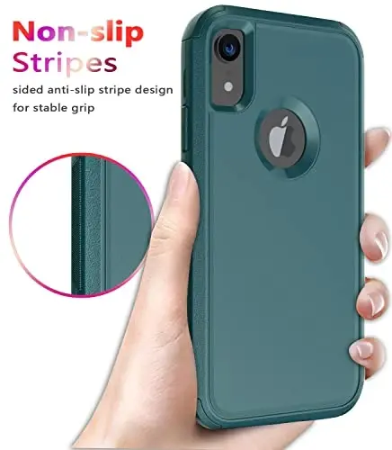 Diverbox iPhone Xr uchun g'ilof [zarbga chidamli] [tushishga chidamli] [chang o'tkazmaydigan], Apple iPhone XR uchun og'ir himoya telefon g'ilofi (to'q yashil) - 5