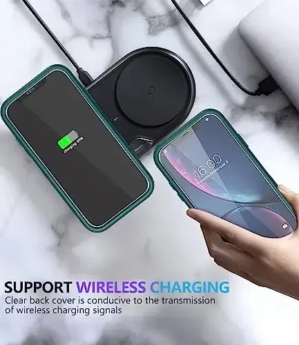 Diverbox iPhone Xr uchun mo'ljallangan ekran himoyachisi bilan Birga Og'ir Himoya Zarba o'tkazmaydigan Apple iPhone Xr uchun G'iloflar (To'q yashil+Ekran himoyachisi) - 7