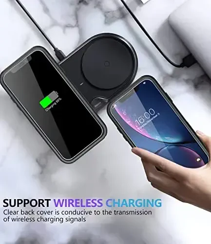 Diverbox iPhone Xr uchun mo'ljallangan, ekran himoyachisi bilan, og'ir yukga bardoshli zarbaga chidamli Apple iPhone Xr telefon qopqoqlari (Qora+Ekran himoyachisi) - 7