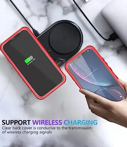 Diverbox iPhone Xr uchun mo'ljallangan ekran himoyachisi bilan og'ir yukga chidamli zarbaga chidamli g'iloflar Apple iPhone Xr telefoni uchun (qizil+ekran himoyachisi) - 7