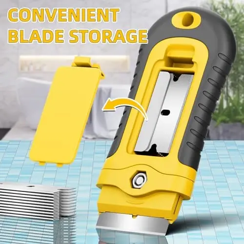 DIYSELF Razor Blade Scraper | 1 Pack Razor Scraper with 15 Razor Blades | Razor Blade Scraper Tool Kitchen | Glass Scraper | Window Scraper | Glass Stove Top Scraper | Paint Scraper | Cooktop Scraper - 4