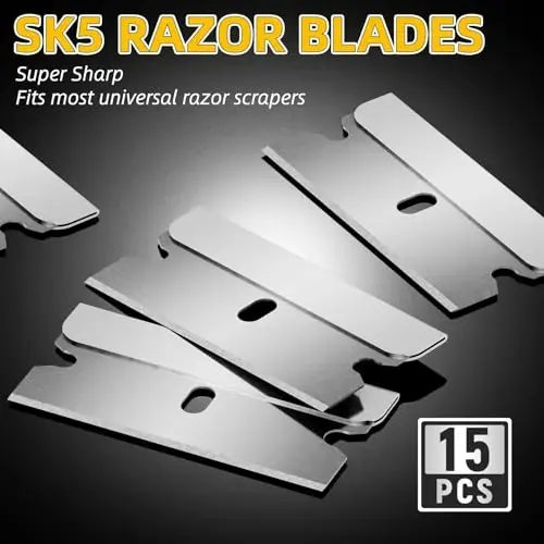 DIYSELF Razor Blade Scraper | 1 Pack Razor Scraper with 15 Razor Blades | Razor Blade Scraper Tool Kitchen | Glass Scraper | Window Scraper | Glass Stove Top Scraper | Paint Scraper | Cooktop Scraper - 5