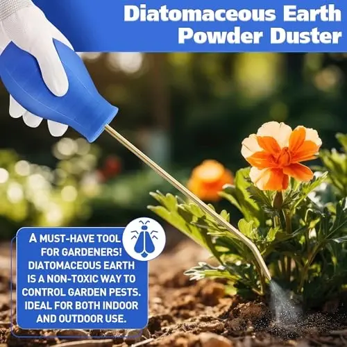 Qualirey Diatomaceous Earth Powder Duster, Blue, 16 oz, 9