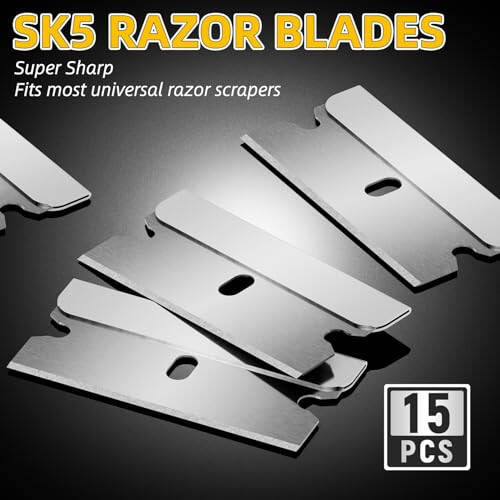 DIYSELF 1 Pack Razor Blade Scraper with 15 Extra Blades, Scraper Tool for Cleaning Window, Paint, Cooktop, Oven, Glass Stove Top Scraper, Razor Scraper with Buit-In Blade Storage - 5