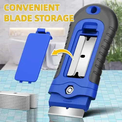 DIYSELF 1 Pack Razor Blade Scraper, Glass Scraper with Extra 15 Blades, Professional Razor Scraper for Glass Stove Top, Window, Cooktop Cleaning, Precision Scraper Tool for Kitchen - 4