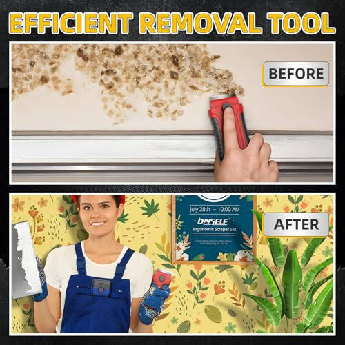 DIYSELF 1 Pack Razor Blade Scraper with 15 Extra Blades, Scraper Tool for Cleaning Window, Paint, Cooktop, Oven, Glass Stove Top Scraper, Razor Scraper with Built-In Blade Storage - 3