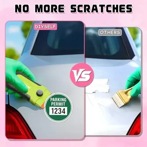 DIYSELF 2 Pcs Plastic Razor Blade Scraper with 10 Pcs Blades, Plastic Scraper Tool for Adhesive Remover, Scrapers for Cleaning Stickers, Decals, Glass, Windows, Car, No Scratches (Green) - 3