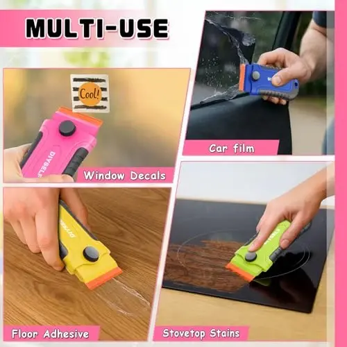 DIYSELF 2 Pcs Plastic Razor Blade Scraper with 10 Pcs Blades, Plastic Scraper Tool for Adhesive Remover, Scrapers for Cleaning Stickers, Decals, Glass, Windows, Car, No Scratches (Grey) - 5