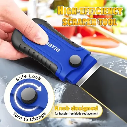 DIYSELF 2 Pack Razor Blade Scraper 30 dona qo'shimcha pichoq bilan, tozalash uchun qirg'ich asbobi, shisha, stikerlar, bo'yoq qirg'ichi, ustarasi qirg'ichi, shisha qirg'ichi, ustarasi qirg'ich asbobi, shisha plita usti qirg'ichi - 4