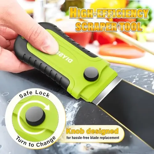 DIYSELF 2 Pack Razor Blade Scraper, 30 dona zaxira pichoqli, og‘ir yuk ko‘taruvchi qirg‘ich asbobi, tozalash uchun qirg‘ich, shisha ustki plita, bo‘yoq qirg‘ichi, ustara qirg‘ichi, shisha qirg‘ich, pech qirg‘ichi - 4